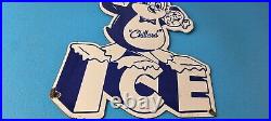 Vintage Chillard Ice Sign Ice Cubes Chilly Willy Gas Service Porcelain Sign