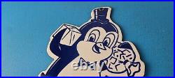 Vintage Chillard Ice Sign Ice Cubes Chilly Willy Gas Service Porcelain Sign