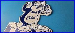 Vintage Chillard Ice Sign Ice Cubes Chilly Willy Gas Service Porcelain Sign