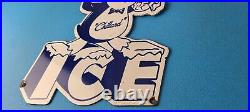 Vintage Chillard Ice Sign Ice Cubes Chilly Willy Gas Service Porcelain Sign