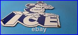 Vintage Chillard Ice Sign Ice Cubes Chilly Willy Gas Service Porcelain Sign