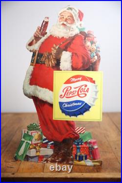 Vintage Christmas cardboard Sign Pepsi General Store Santa Display soda bottle Vintage Christmas cardboard Sign Pepsi General Store Santa Display soda bottle