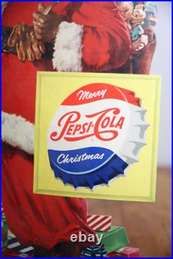 Vintage Christmas cardboard Sign Pepsi General Store Santa Display soda bottle Vintage Christmas cardboard Sign Pepsi General Store Santa Display soda bottle