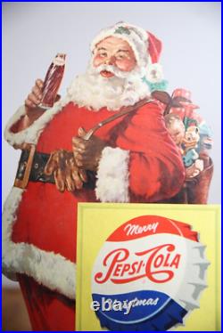 Vintage Christmas cardboard Sign Pepsi General Store Santa Display soda bottle Vintage Christmas cardboard Sign Pepsi General Store Santa Display soda bottle