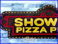 Vintage Chuck E Cheese Showbiz Pizza Advertising Sign Display Store Art Man Cave