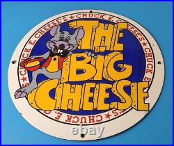 Vintage Chuck E Cheese Sign Porcelain Gas Pump Service Station Sign