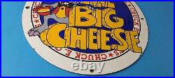 Vintage Chuck E Cheese Sign Porcelain Gas Pump Service Station Sign
