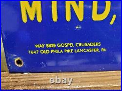 Vintage Church Porcelain Sign Christian Bible Verse Lancaster Gospel Religion