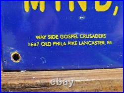 Vintage Church Porcelain Sign Christian Bible Verse Lancaster Gospel Religion