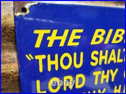 Vintage Church Porcelain Sign Christian Bible Verse Lancaster Gospel Religion