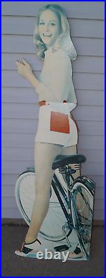 Vintage Circa 1970 Cybil Shepherd Schwinn Bicycle Advertising Sign Store Display