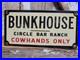 Vintage-Circle-Bar-Ranch-Porcelain-Sign-Rare-Old-Bunkhouse-Cowhands-Only-Cowboy-01-bif