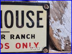 Vintage Circle Bar Ranch Porcelain Sign Rare Old Bunkhouse Cowhands Only Cowboy