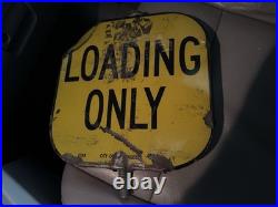 Vintage City Of Los Angeles, Ca LOADING ONLY Double Sided Porcelain Sign