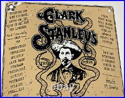 Vintage Clark Rattlesnake King Stanley's Porcelain Sign Oil Liniments Cowboy