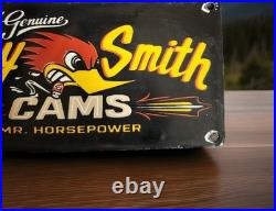Vintage Clay Smith Cams Porcelain Sign Long Beach California Summit Racing USA