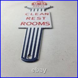 Vintage Clean Rest Rooms Porcelain Sign Torch Flame Men Sign