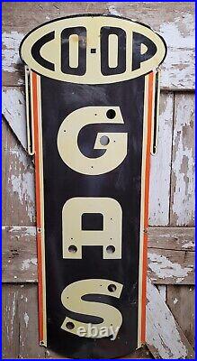 Vintage Co-op Gas Porcelain Sign Old 4ft Art Deco Gasoline Station Neon Skin USA