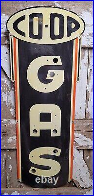 Vintage Co-op Gas Porcelain Sign Old 4ft Art Deco Gasoline Station Neon Skin USA