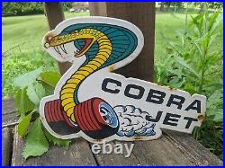 Vintage Cobra Jet Ford Motor Company Dealer Porcelain Dealership Sign 12x9