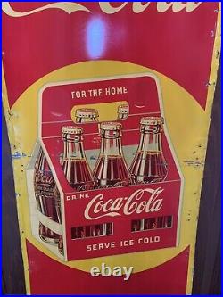 Vintage Coca-Cola 6 Pack Sign Tin Vertical Advertising Coke Sign