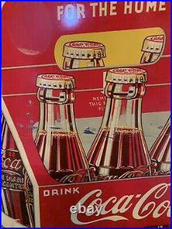 Vintage Coca-Cola 6 Pack Sign Tin Vertical Advertising Coke Sign