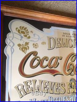 Vintage Coca Cola Coke Mirror Sign Pub Bar Store Advertising 39 by 27