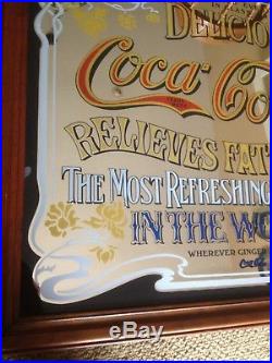 Vintage Coca Cola Coke Mirror Sign Pub Bar Store Advertising 39 by 27