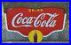 Vintage-Coca-Cola-Double-Sided-Porcelain-Die-Cut-Sign-Yellow-Bottle-Buttons-1939-01-co