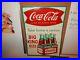 Vintage-Coca-Cola-Fish-Tail-Metal-Sign-big-King-Size-6-Pack-Take-Home-A-Carton-01-zcce