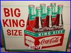 Vintage Coca Cola Fish Tail Metal Sign-big King Size 6 Pack Take Home A Carton