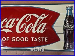 Vintage Coca Cola Fishtail Sign of Good Taste Ice Cold XX