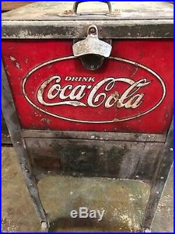 Vintage Coca Cola Glascock Ice Chest Cooler Coke 7up Pepsi Dp Orange Crush Sign