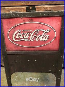 Vintage Coca Cola Glascock Ice Chest Cooler Coke 7up Pepsi Dp Orange Crush Sign