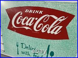 Vintage Coca Cola Menu Board Sign Metal Bottle Cap Button Food Restaurant Diner