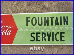Vintage Coca Cola Porcelain Beverage Gas Station Pop Sign Soda Fountain Service