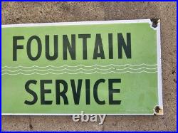 Vintage Coca Cola Porcelain Beverage Gas Station Pop Sign Soda Fountain Service