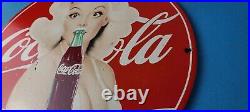 Vintage Coca Cola Porcelain Drink Soda Bottles General Service Gas Oil Pump Sign