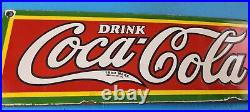 Vintage Coca Cola Porcelain Drink Soda Refreshing General Store Gas Pump Sign