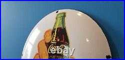 Vintage Coca Cola Porcelain Glass Bottles Soda Convex Dome Button Service Sign