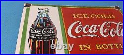 Vintage Coca Cola Porcelain Ice Cold Soda Bottles General Store Gas Coke Sign