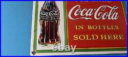 Vintage Coca Cola Porcelain Ice Cold Soda Bottles General Store Gas Coke Sign