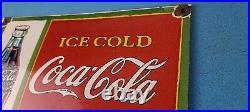 Vintage Coca Cola Porcelain Ice Cold Soda Bottles General Store Gas Coke Sign