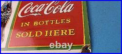 Vintage Coca Cola Porcelain Ice Cold Soda Bottles General Store Gas Coke Sign