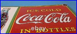 Vintage Coca Cola Porcelain Ice Cold Soda Bottles General Store Gas Coke Sign