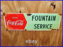 Vintage Coca Cola Porcelain Sign Coke Soda Pop Beverage Shop Advertising Gas Oil