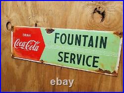 Vintage Coca Cola Porcelain Sign Coke Soda Pop Beverage Shop Advertising Gas Oil