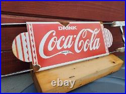 Vintage Coca Cola Porcelain Sign Coke Soda Store Door Push Bar Beverage Drinks