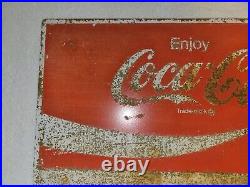 Vintage Coca Cola Porcelain Sign (Double Sided) Coke Pepsi Dr Pepper Gas Oil