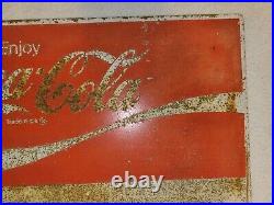 Vintage Coca Cola Porcelain Sign (Double Sided) Coke Pepsi Dr Pepper Gas Oil